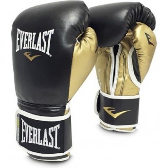 Перчатки тренировочные EVERLAST POWERLOCK PU 16oz черно/золотые Перчатки тренировочные EVERLAST POWERLOCK PU 16oz черно/золотые