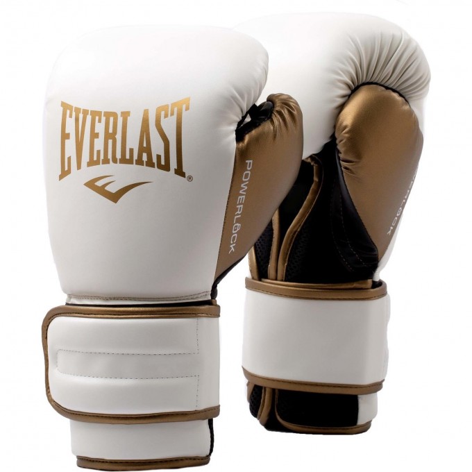 Перчатки тренировочные EVERLAST POWERLOCK PU 2 14oz бело/золотые P00003050 Перчатки тренировочные EVERLAST POWERLOCK PU 2 14oz бело/золотые P00003050
